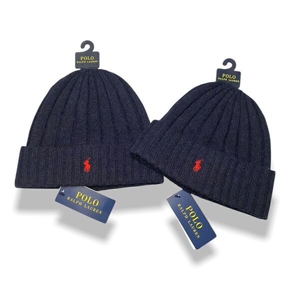 Polo Ralph Lauren Mens Signature Wool Cuffed Beanie Blue Red One Size (b) New - Picture 8 of 8